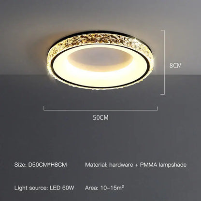 Modern textured crystal round ceiling light with remote control for bedroom