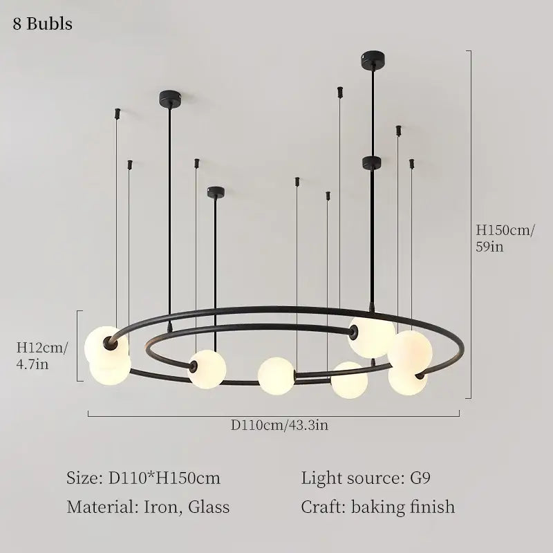 Modern brass and frosted glass led round chandelier living room light