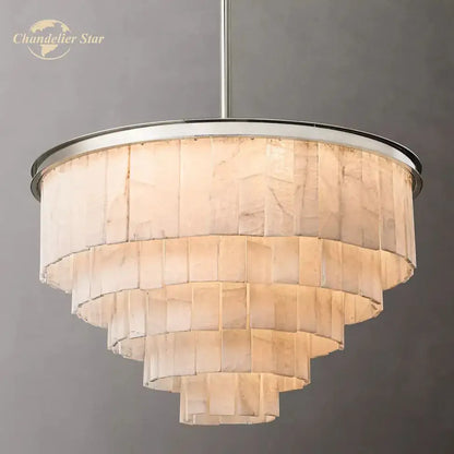 Contemporary chrome glace calcite chandelier dining room led light