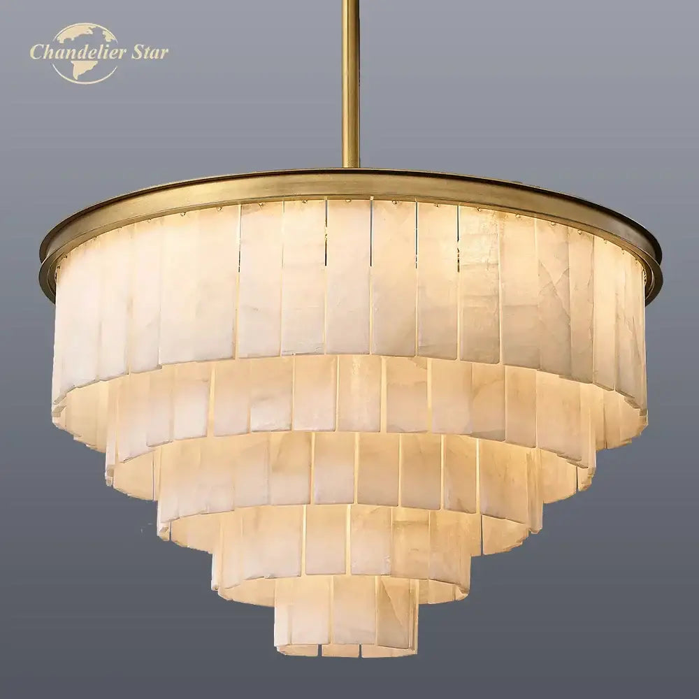Contemporary chrome glace calcite chandelier dining room led light