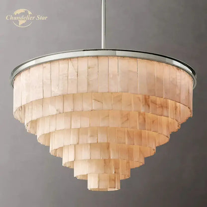 Contemporary chrome glace calcite chandelier dining room led light