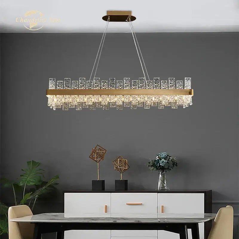 Modern gold round glass chandelier living room led pendant light