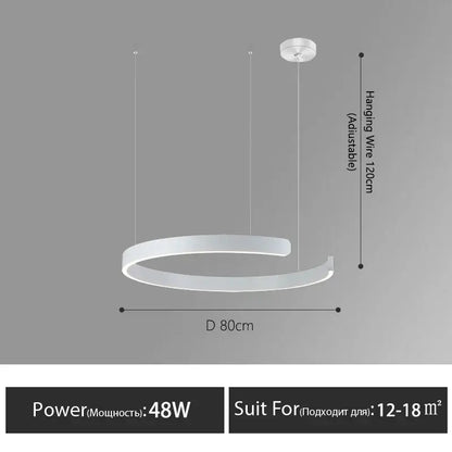 Modern minimalist led round ring chandelier for dining room