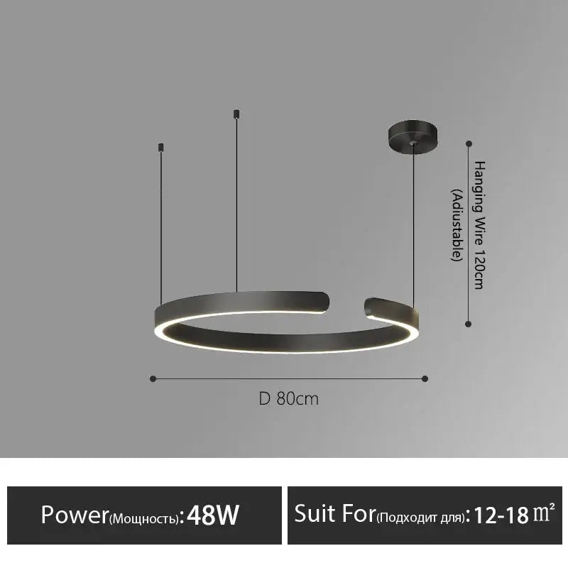Modern minimalist led round ring chandelier for dining room
