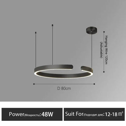 Modern minimalist led round ring chandelier for dining room