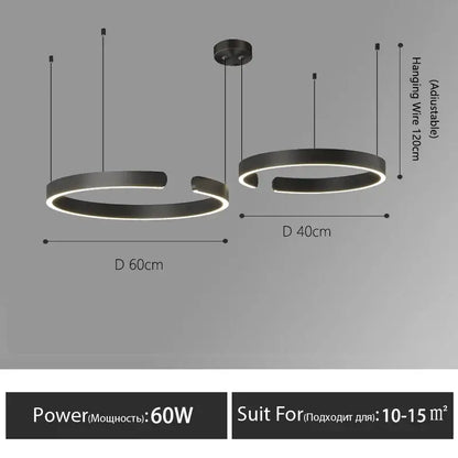 Modern minimalist led round ring chandelier for dining room