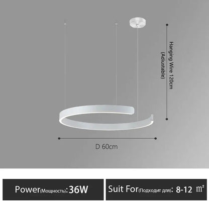 Modern minimalist led round ring chandelier for dining room