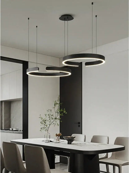 Modern minimalist led round ring chandelier for dining room