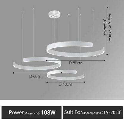 Modern minimalist led round ring chandelier for dining room
