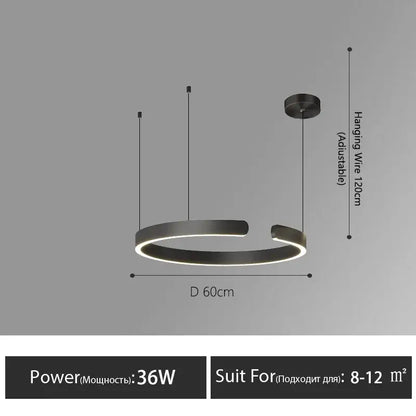 Modern minimalist led round ring chandelier for dining room