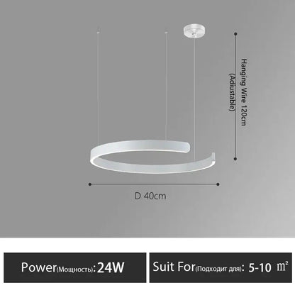 Modern minimalist led round ring chandelier for dining room
