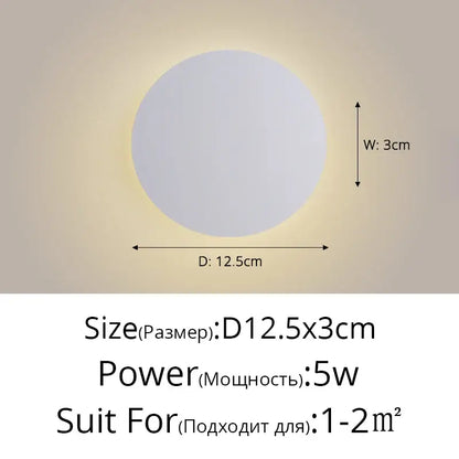 Modern black & white led round touch wall lamps for bedroom