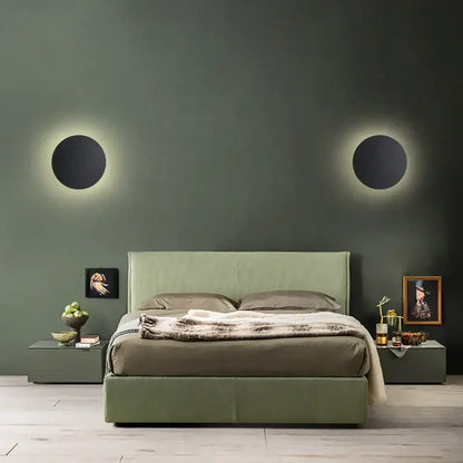 Modern black & white led round touch wall lamps for bedroom