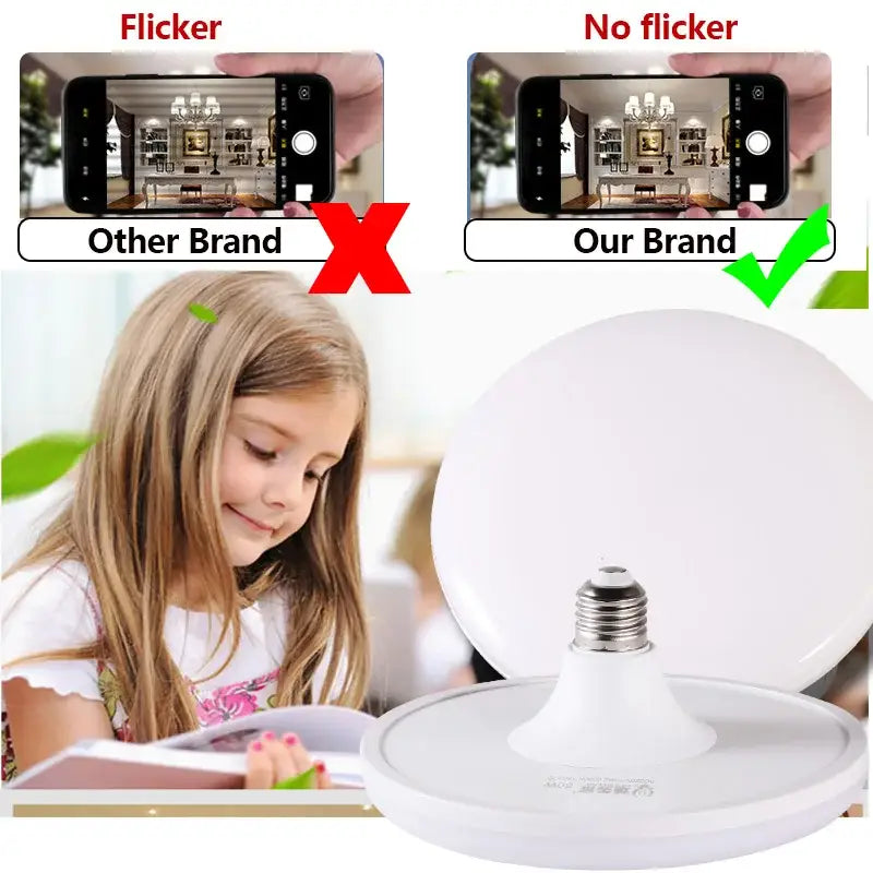 Modern white round ufo ceiling light bulb kitchen super bright indoor