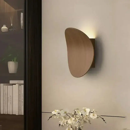 Modern wooden round wall lamp bedroom ambient lighting