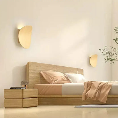Modern wooden round wall lamp bedroom ambient lighting