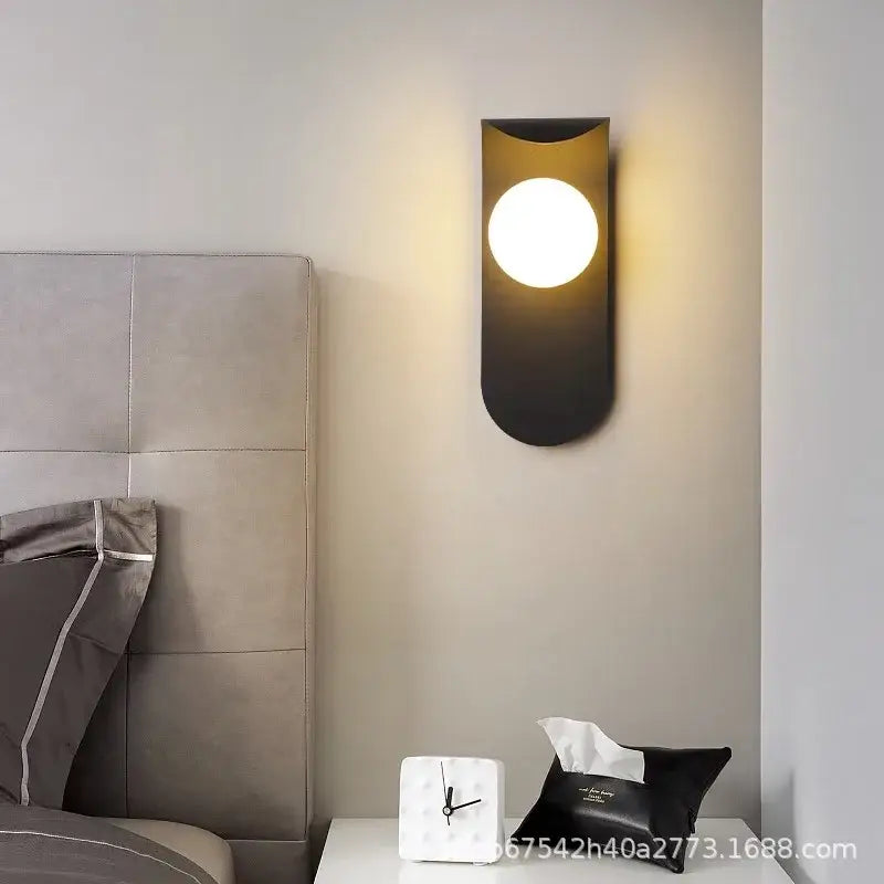 Modern matte black led round wall lamp for living room lighting