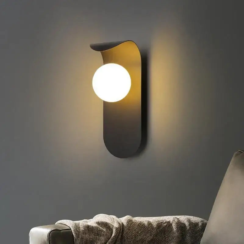 Modern matte black led round wall lamp for living room lighting
