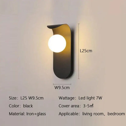 Modern matte black led round wall lamp for living room lighting