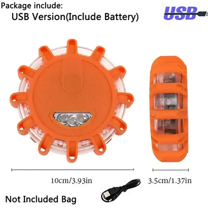 Orange led safety flare rechargeable emergency light garage strobe