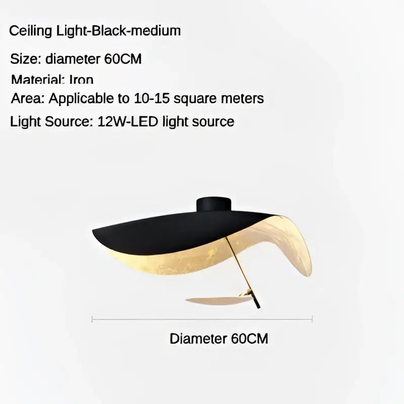 Modern black & gold leaf led saucer ceiling chandelier living room