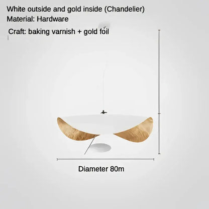Modern black & gold leaf led saucer ceiling chandelier living room
