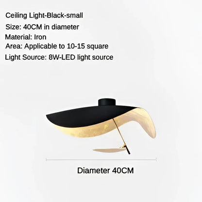 Modern black & gold leaf led saucer ceiling chandelier living room