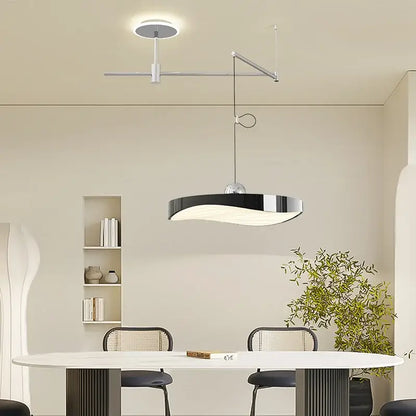Modern black & chrome led saucer chandelier – dining room light