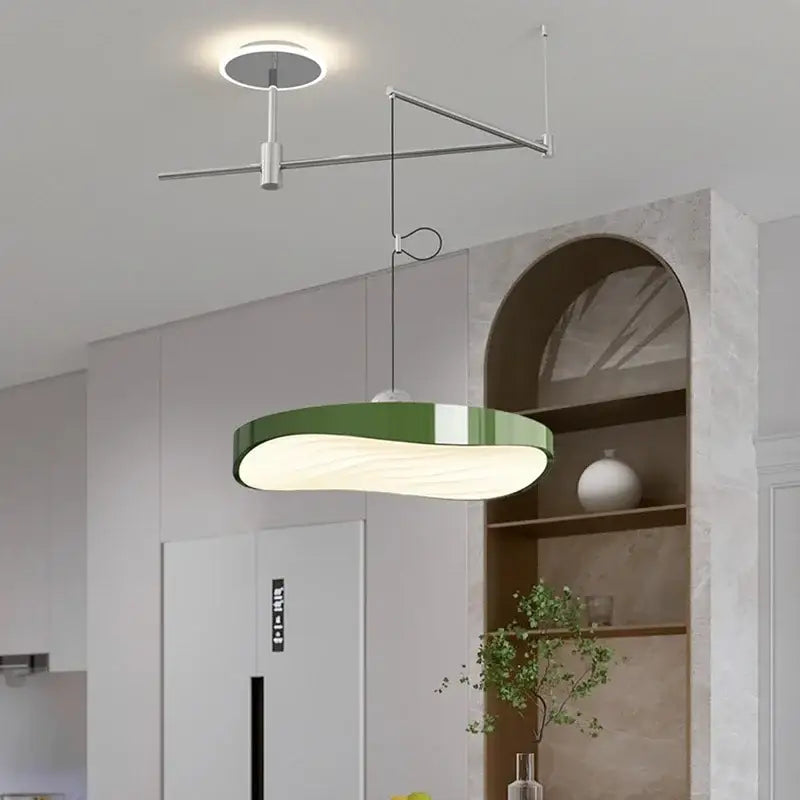 Modern black & chrome led saucer chandelier – dining room light