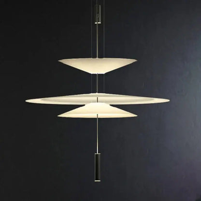 Modern tiered off-white led saucer pendant light for living room