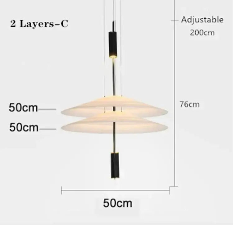 Modern tiered off-white led saucer pendant light for living room