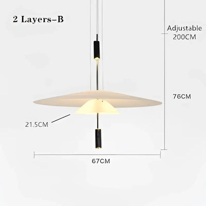Modern tiered off-white led saucer pendant light for living room