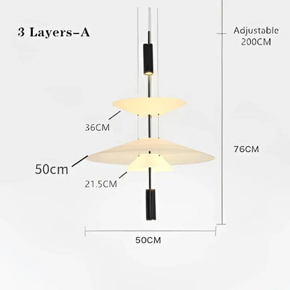 Modern tiered off-white led saucer pendant light for living room