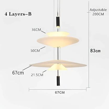 Modern tiered off-white led saucer pendant light for living room