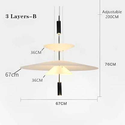 Modern tiered off-white led saucer pendant light for living room