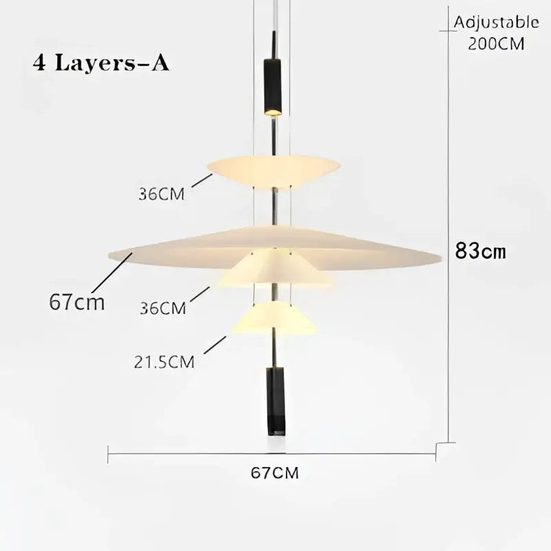 Modern tiered off-white led saucer pendant light for living room