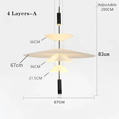 Modern tiered off-white led saucer pendant light for living room