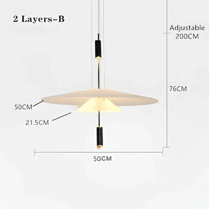 Modern tiered off-white led saucer pendant light for living room