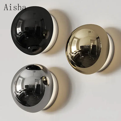Scandinavian sconce wall lamp mirror – living room reflective decor