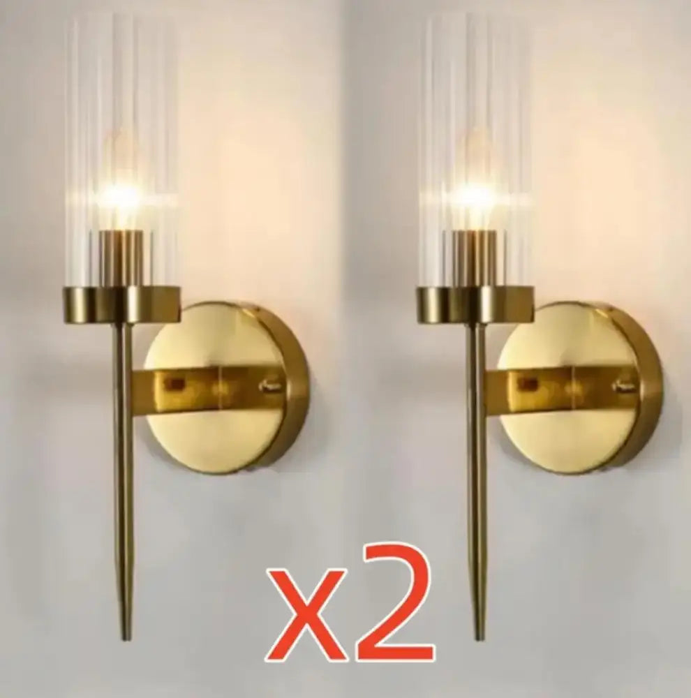 Modern gold ridged glass led sconce light for bedroom