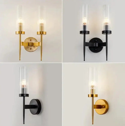 Modern gold ridged glass led sconce light for bedroom