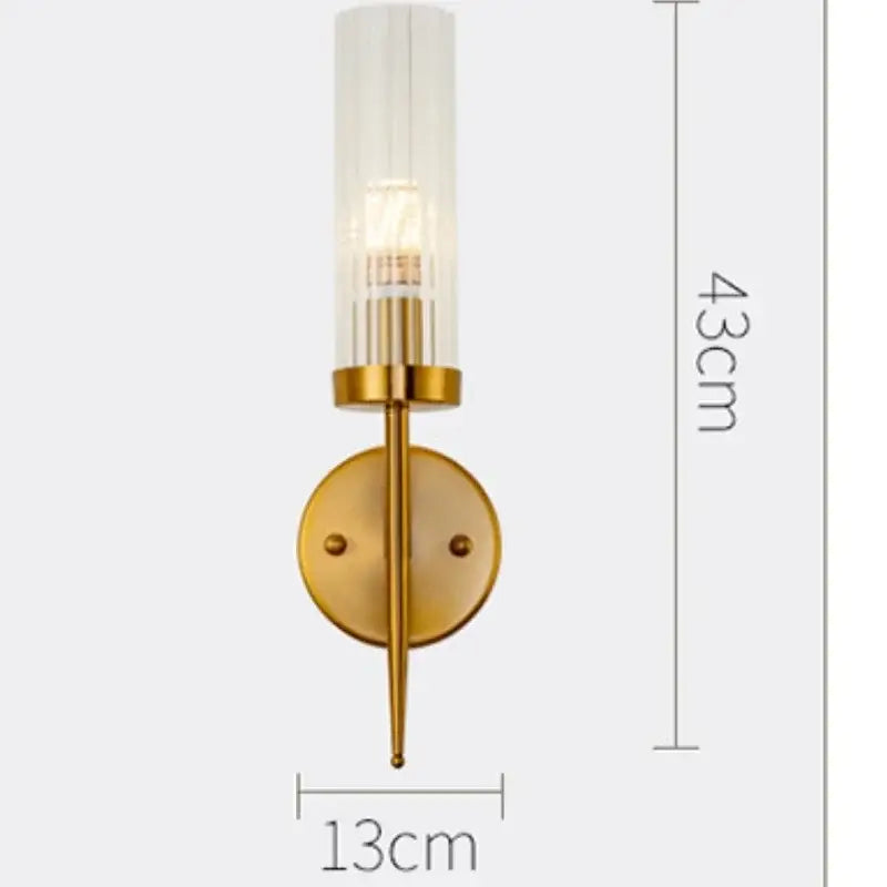 Modern gold ridged glass led sconce light for bedroom