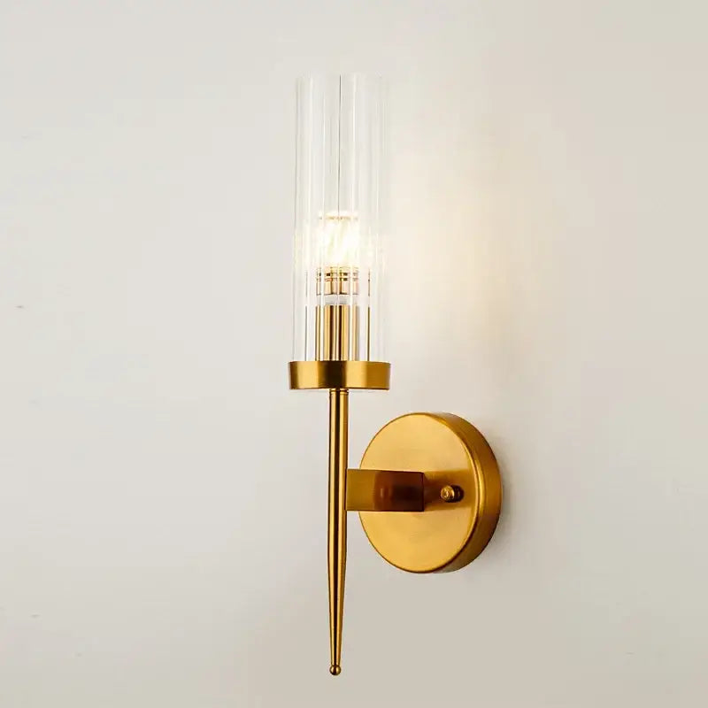 Modern gold ridged glass led sconce light for bedroom