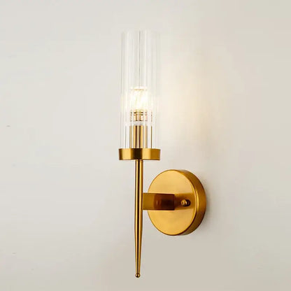 Modern gold ridged glass led sconce light for bedroom