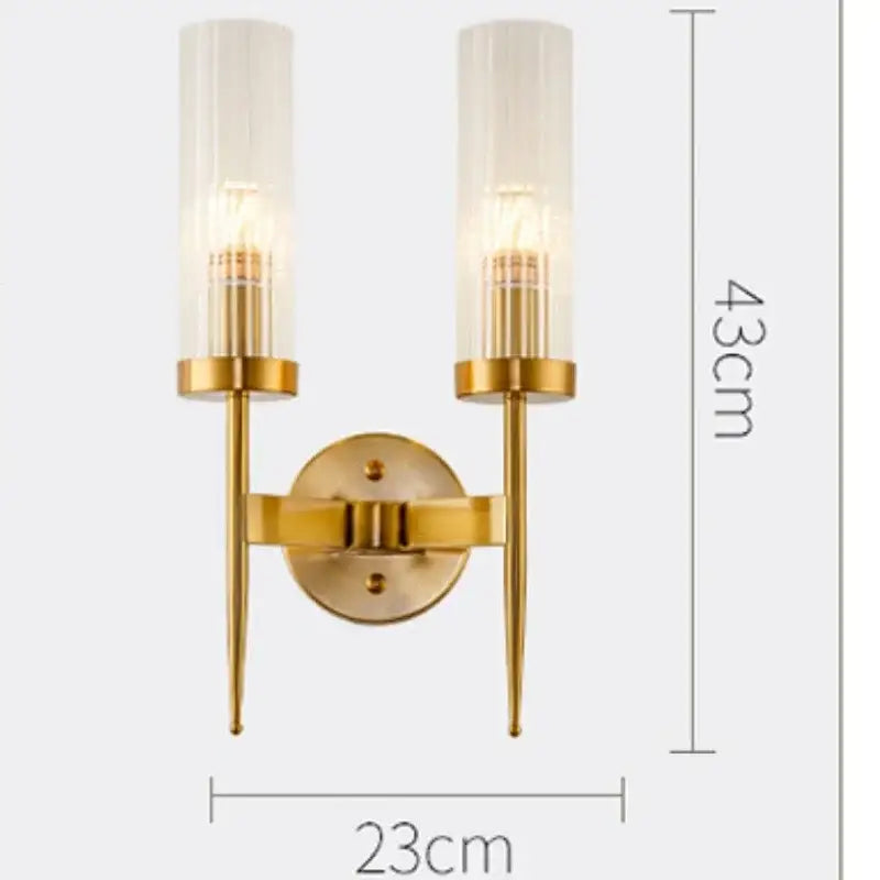 Modern gold ridged glass led sconce light for bedroom