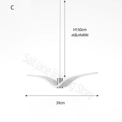 Modern white led seagull chandelier – dining room pendant light