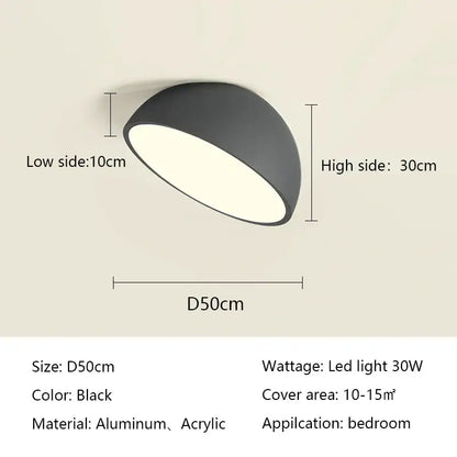 Modern white led semicircular ceiling light bedroom fixture