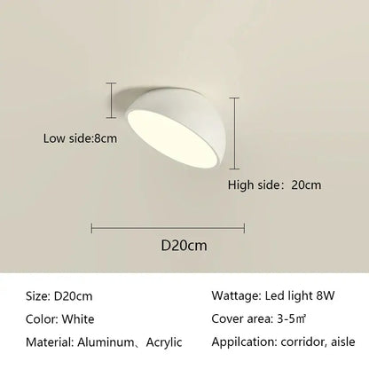 Modern white led semicircular ceiling light bedroom fixture