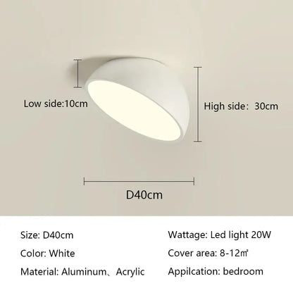 Modern white led semicircular ceiling light bedroom fixture