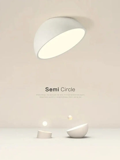 Modern white led semicircular ceiling light bedroom fixture